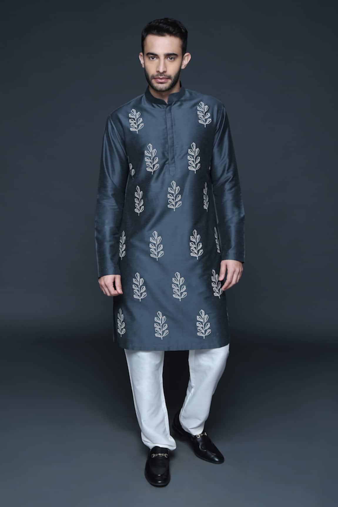 Sanjev Marwaaha Leaf Embroidered Kurta Set