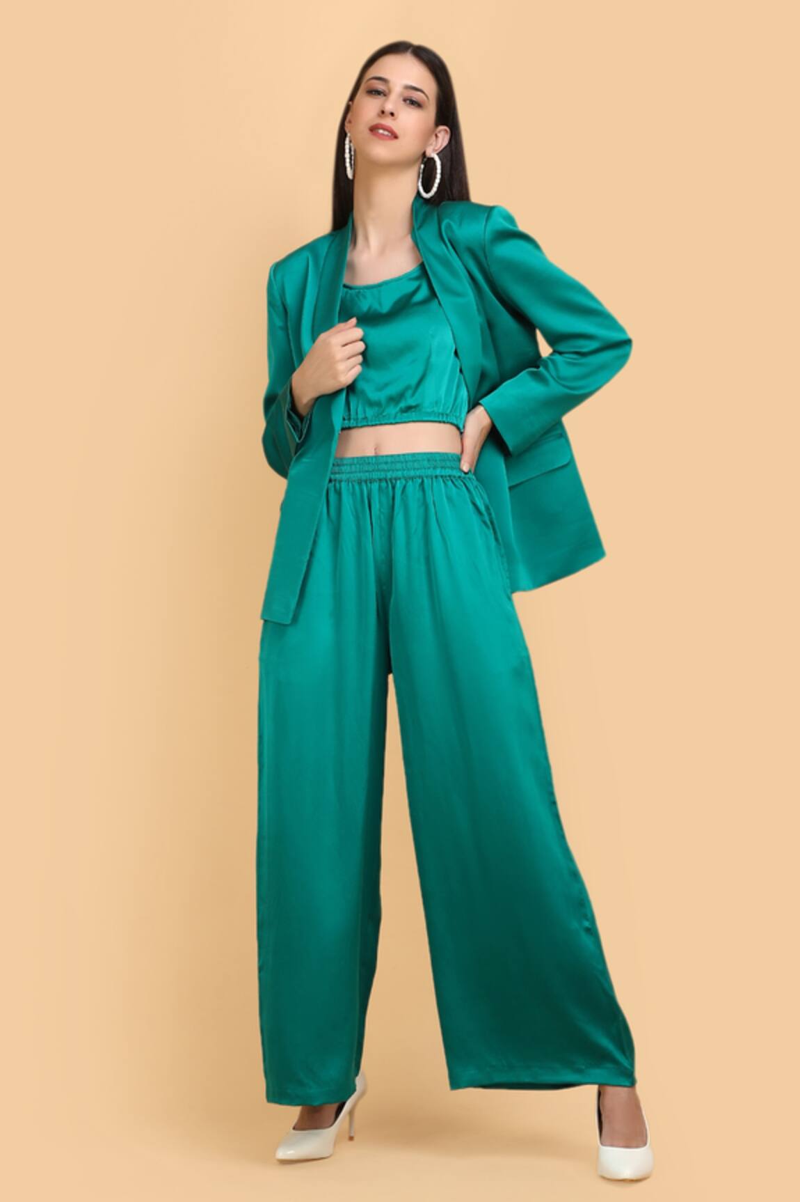 Label Ivish Lapel Collar Blazer Trouser Set 