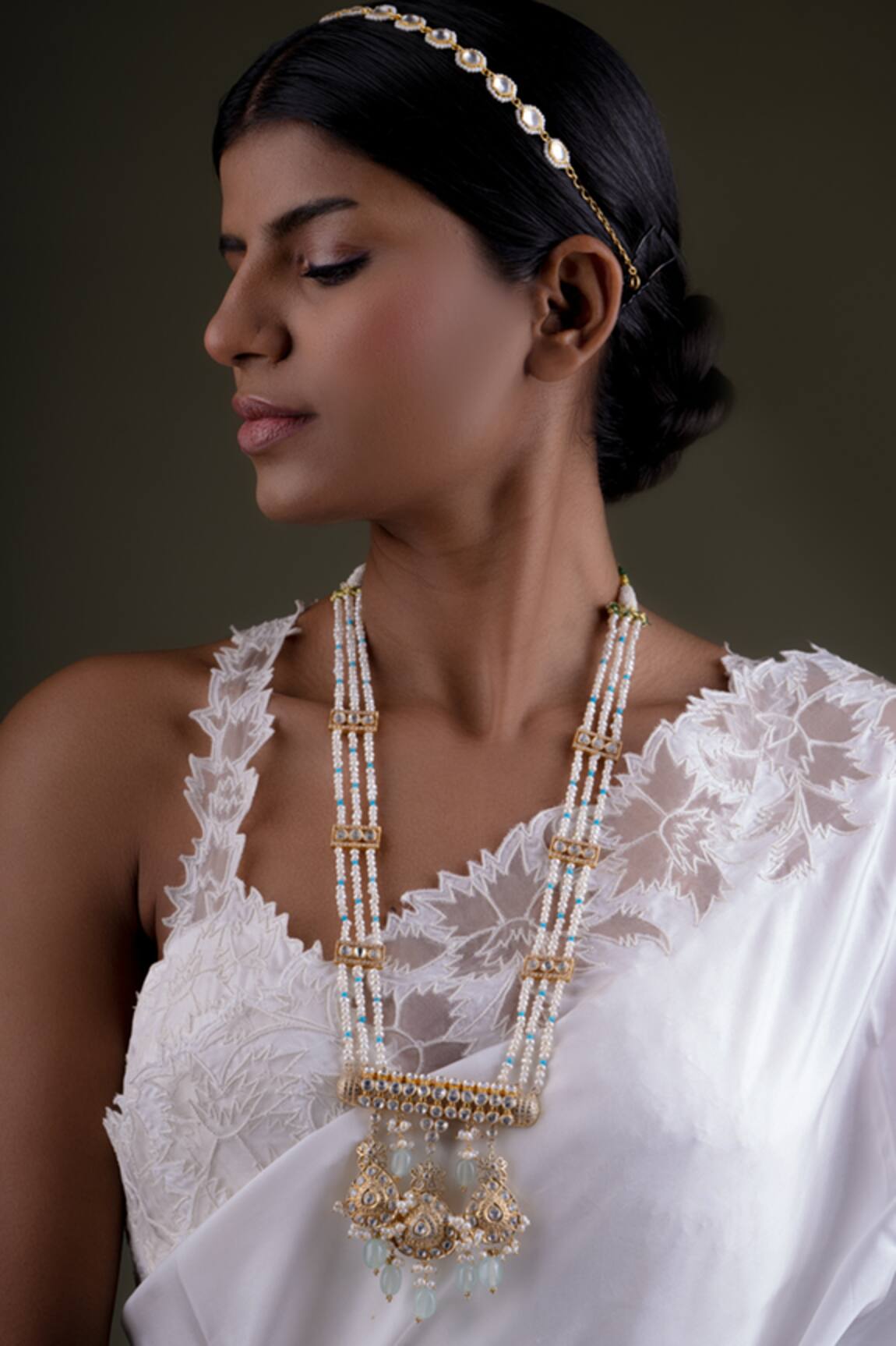 Osvag India Polki Embellished Long Pendant Necklace 