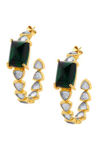 Isharya Ruhaniyat Hydro Emerald & Mirror Hoops 