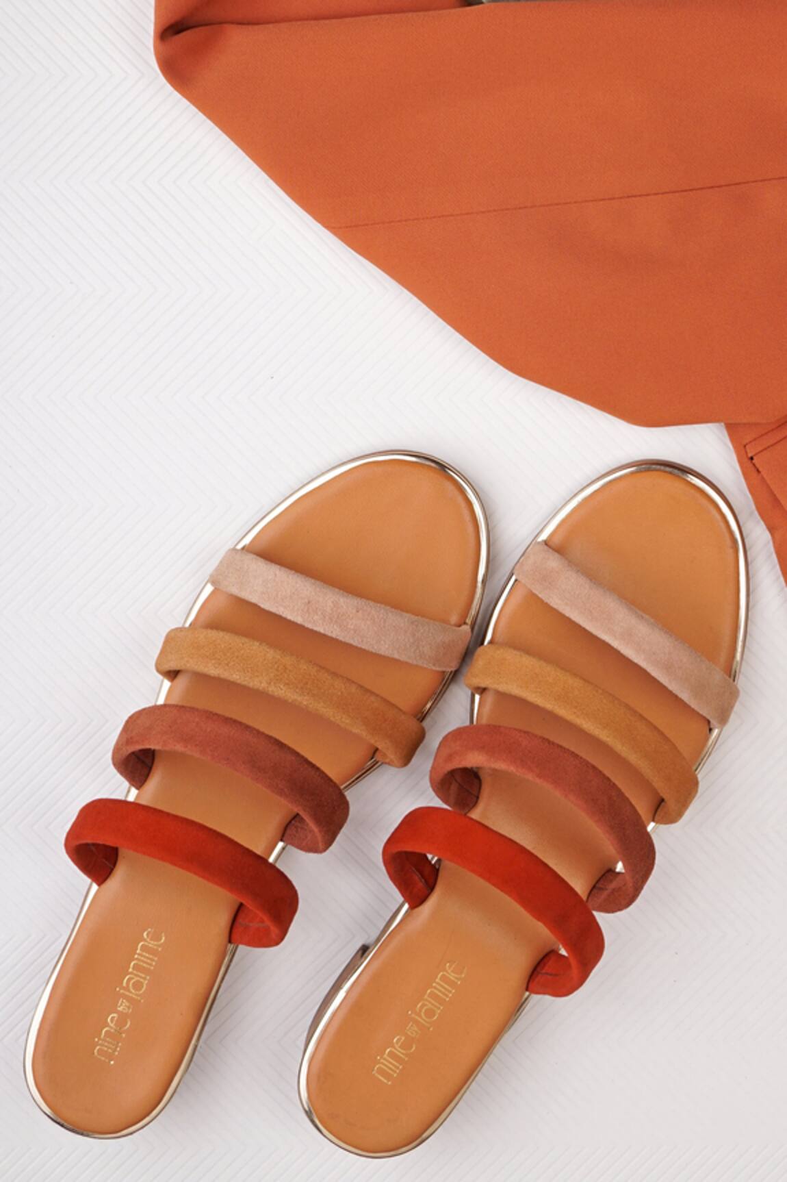 Nine By Janine Carol Leather Multi Strap Heels