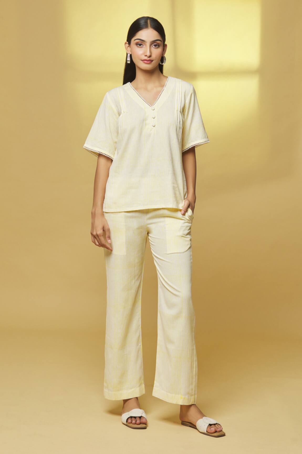 Kalakaari By Sagarika Stripe Print Top & Pant Set 