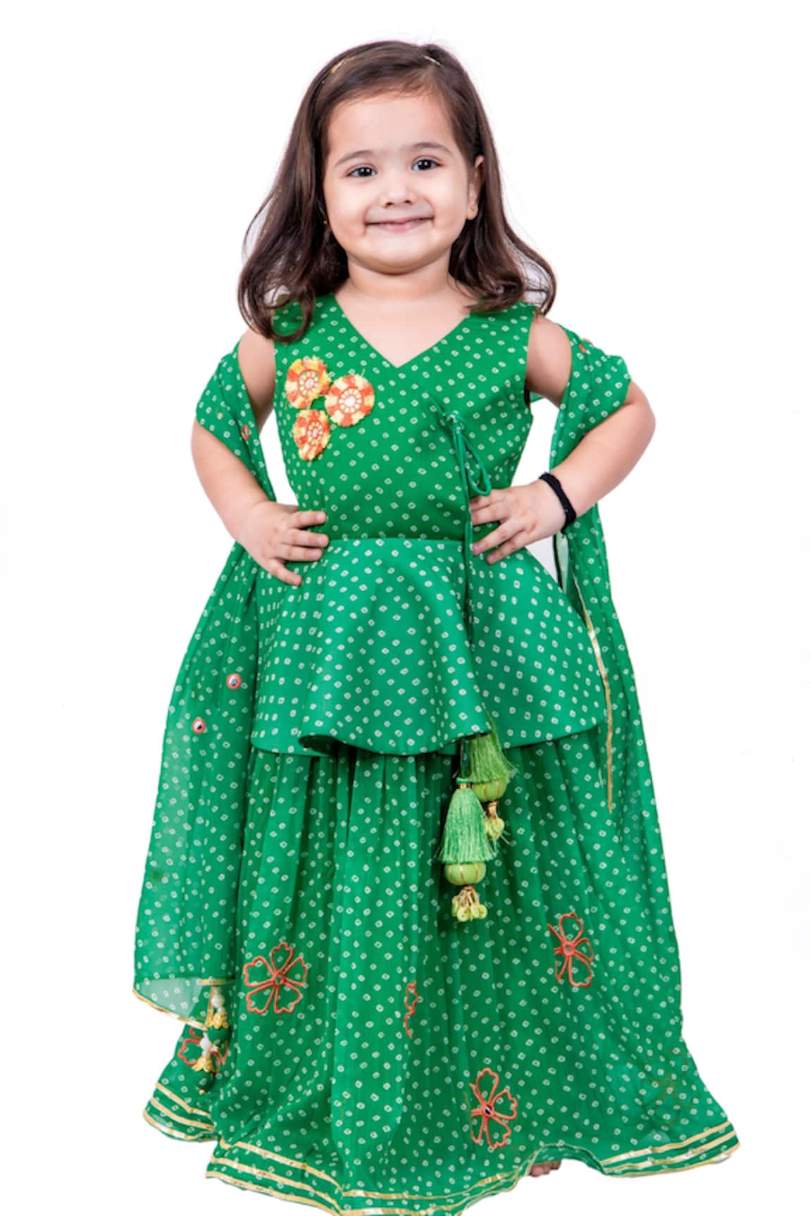 Vivedkids Bandhani Print Lehenga Set 