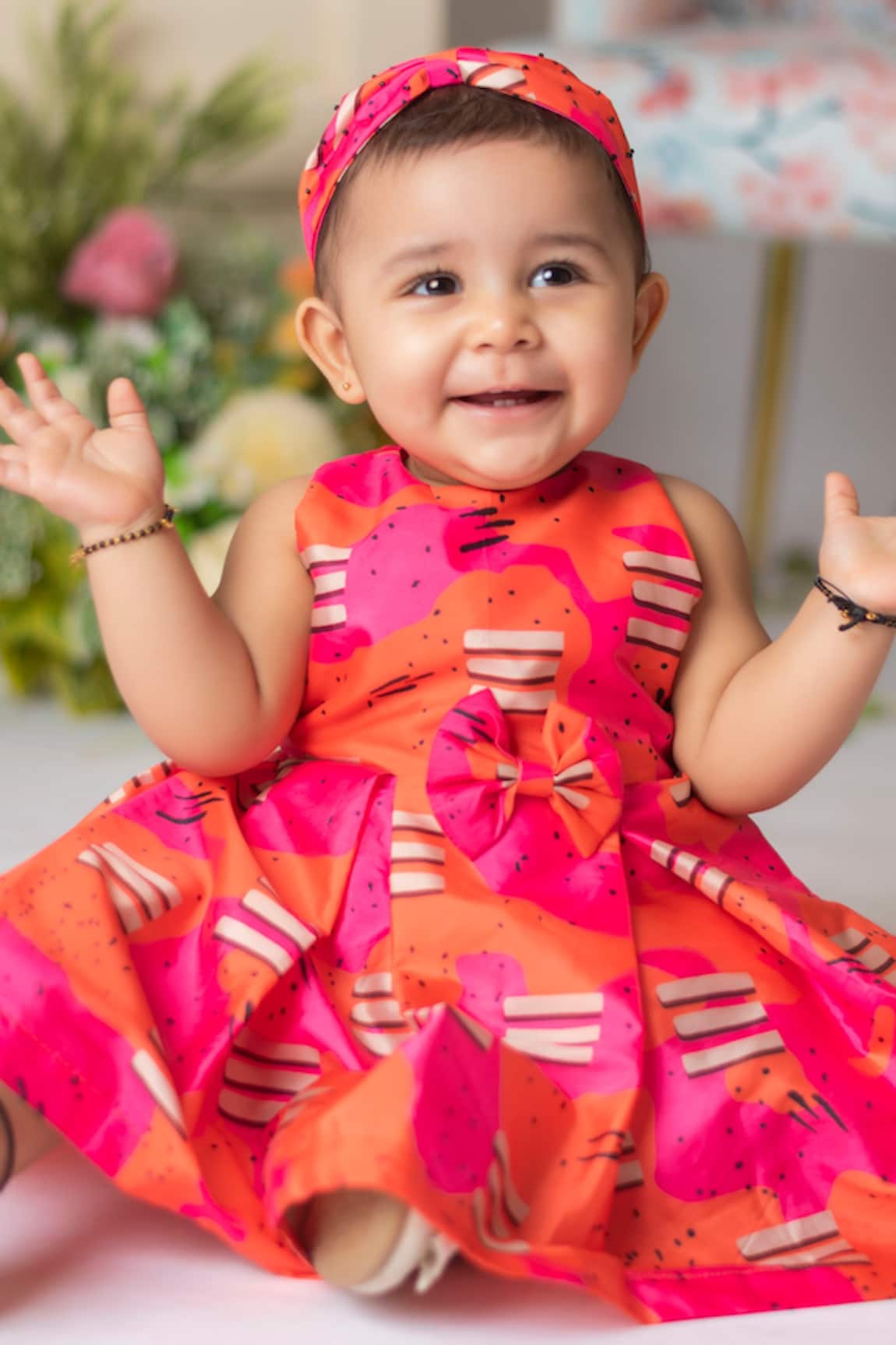 Lil Angels Candy Print Silk Frock