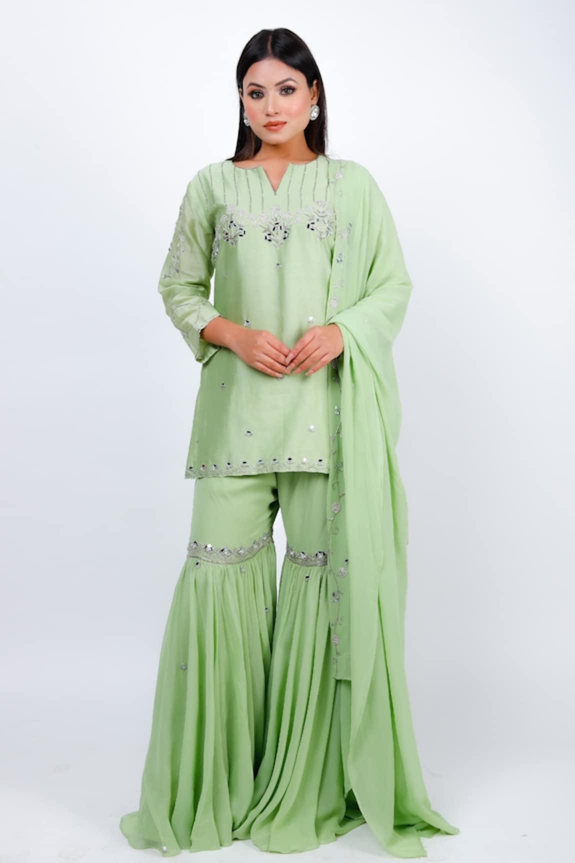 Geetika Jain Chanderi Embellished Yoke Kurta Set