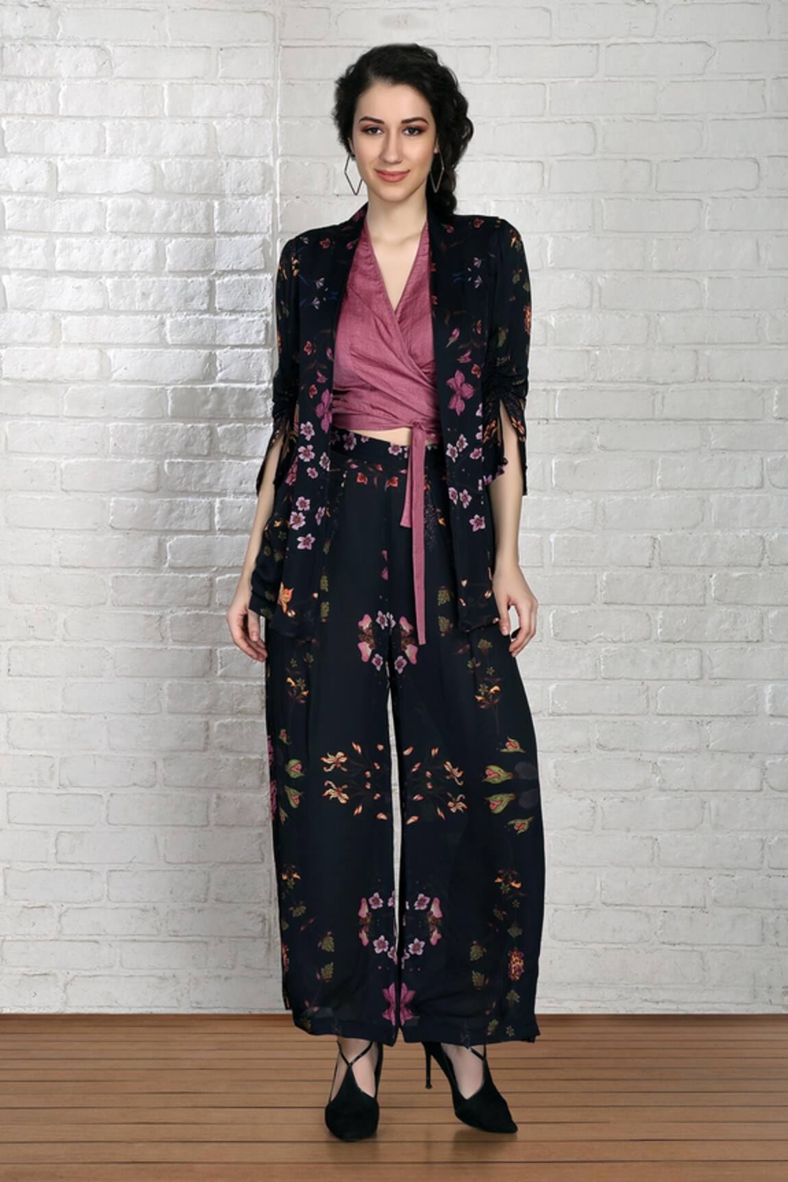 Whimsical By Shica Bug Print Jacket Flared Pant Set 