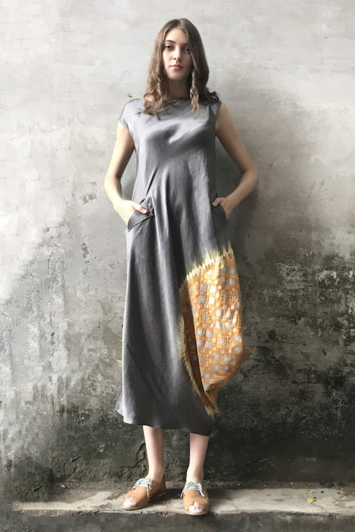I am Design Linen Satin Cowl Dress