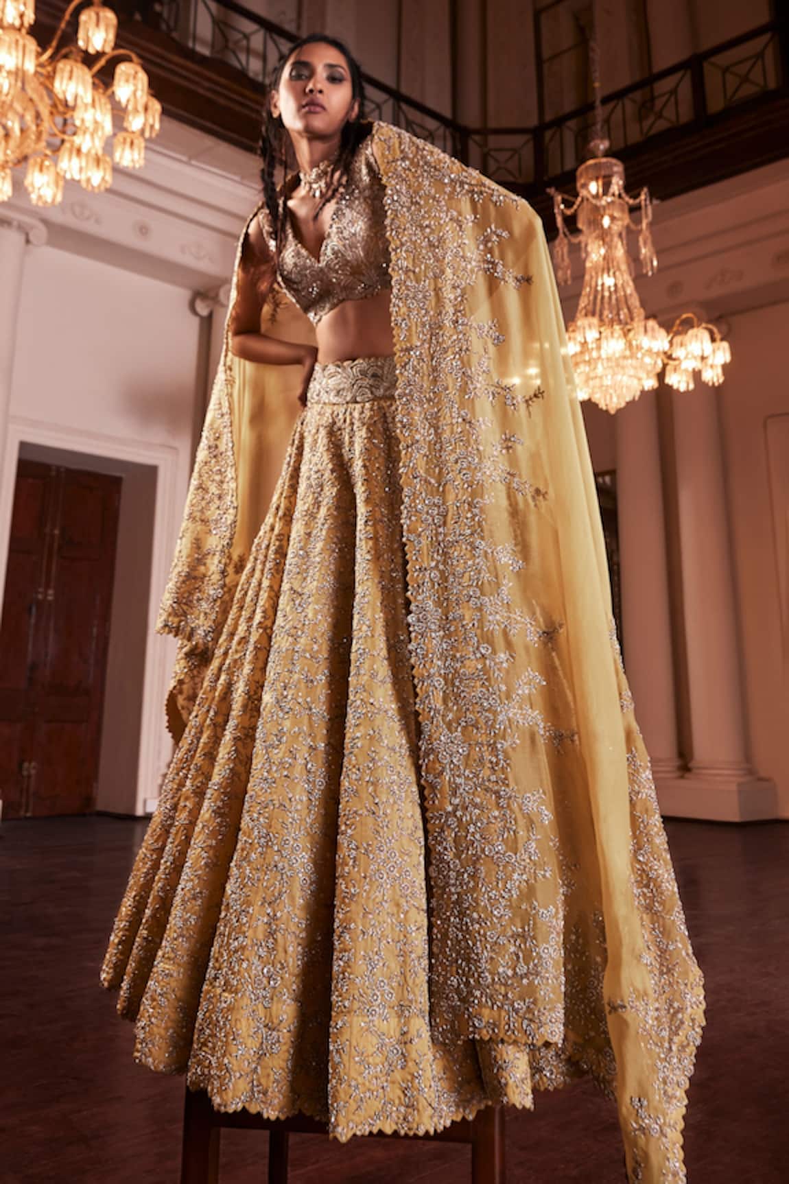 Mrunalini Rao Taara Pearl & Zardozi Work Bridal Lehenga Set