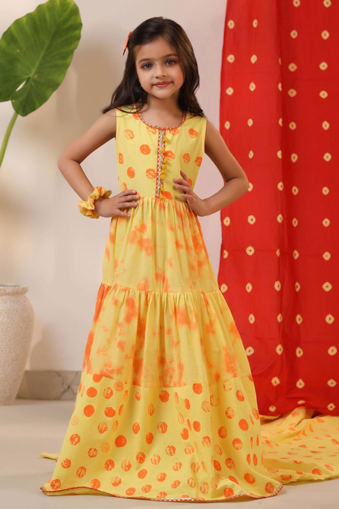CUTE COUTURE Polka & Tie Dye Print Tiered Dress 