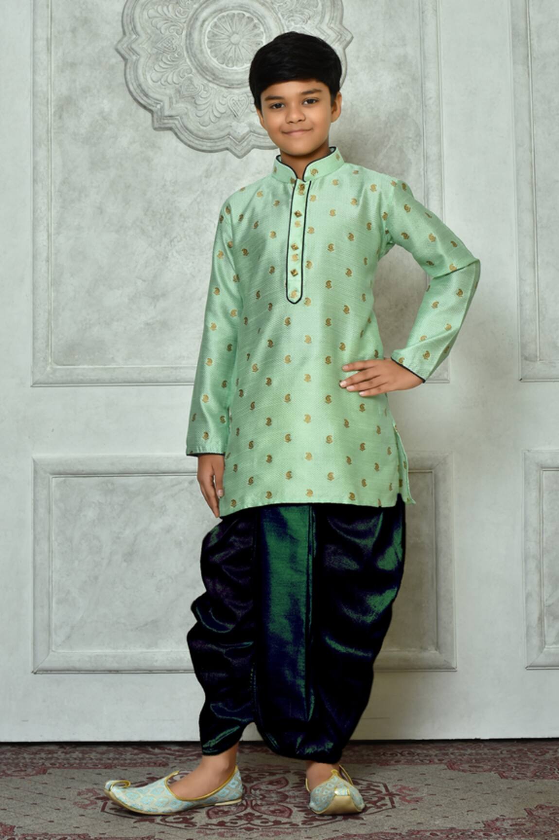 Petite Pomme Paisley Pattern Kurta & Dhoti Pant Set 