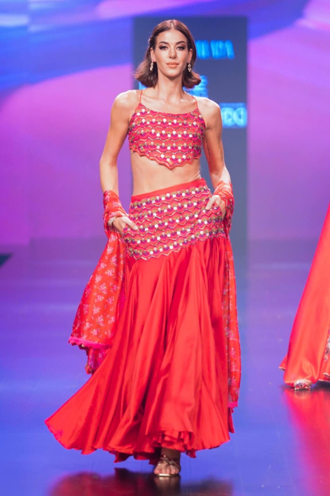 Punit Balana Surkh Laal Embroidered Blouse Skirt Set