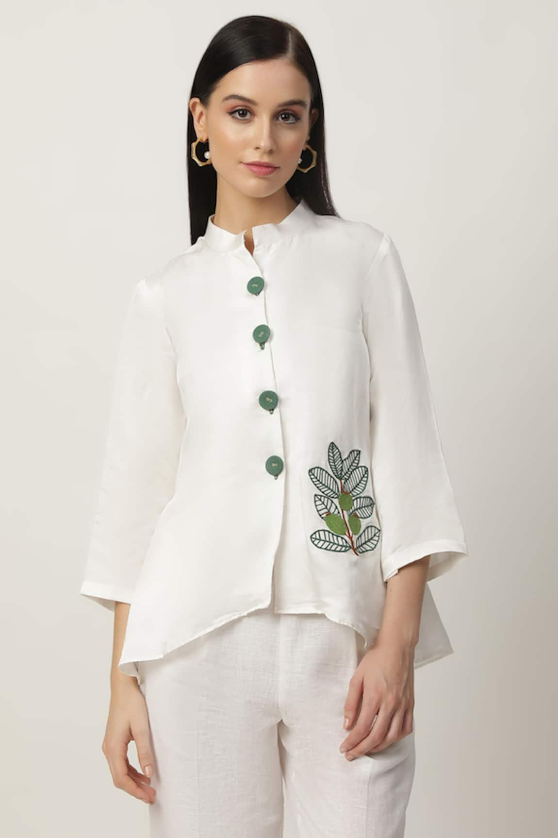 Musal Dottie Leaf Embroidered Motif Shirt