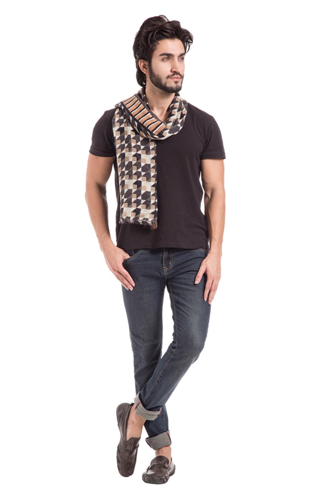 SHINGORA Wool Geometric Print Muffler