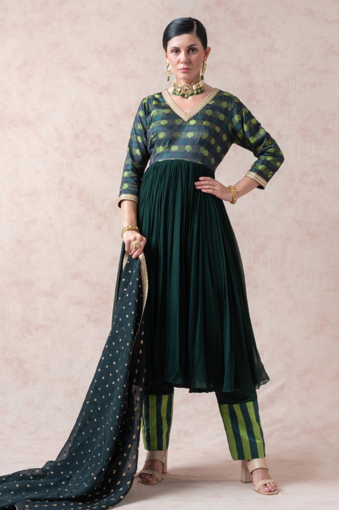 Thetaa Woven Anarkali Pant Set
