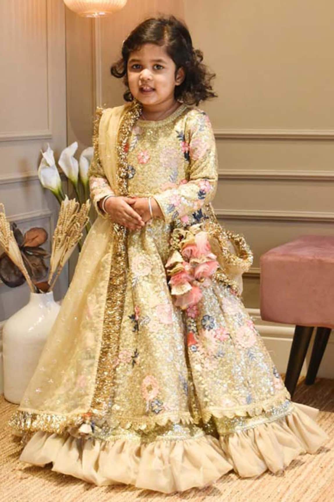 Fayon Kids Embellished Anarkali With Dupatta