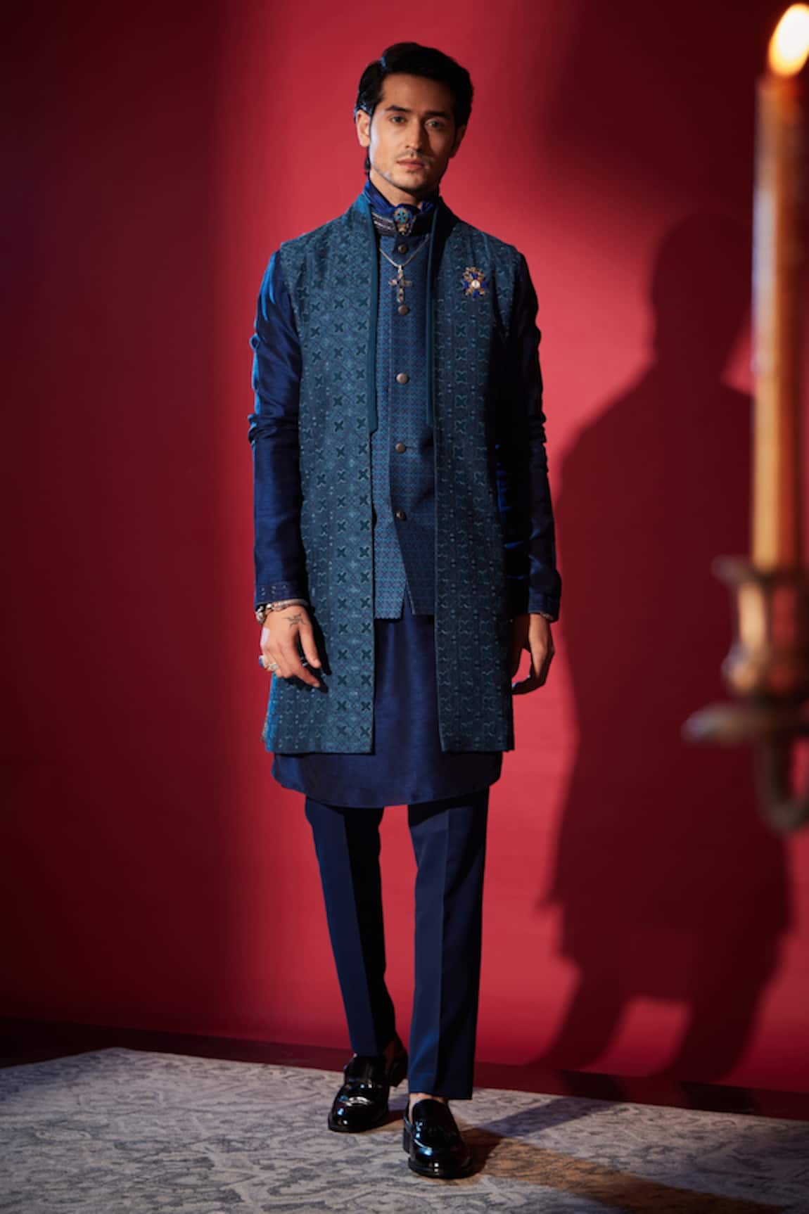 Bubber Couture Alexander Geometric Embroidered Sherwani Jacket