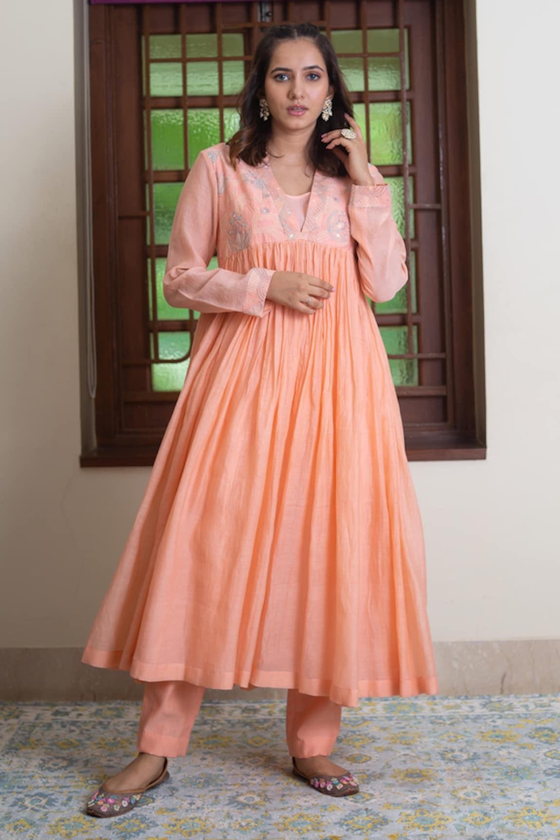 Maliha by Anar and Anoli Resham Embroidered Anarkali And Pant Set