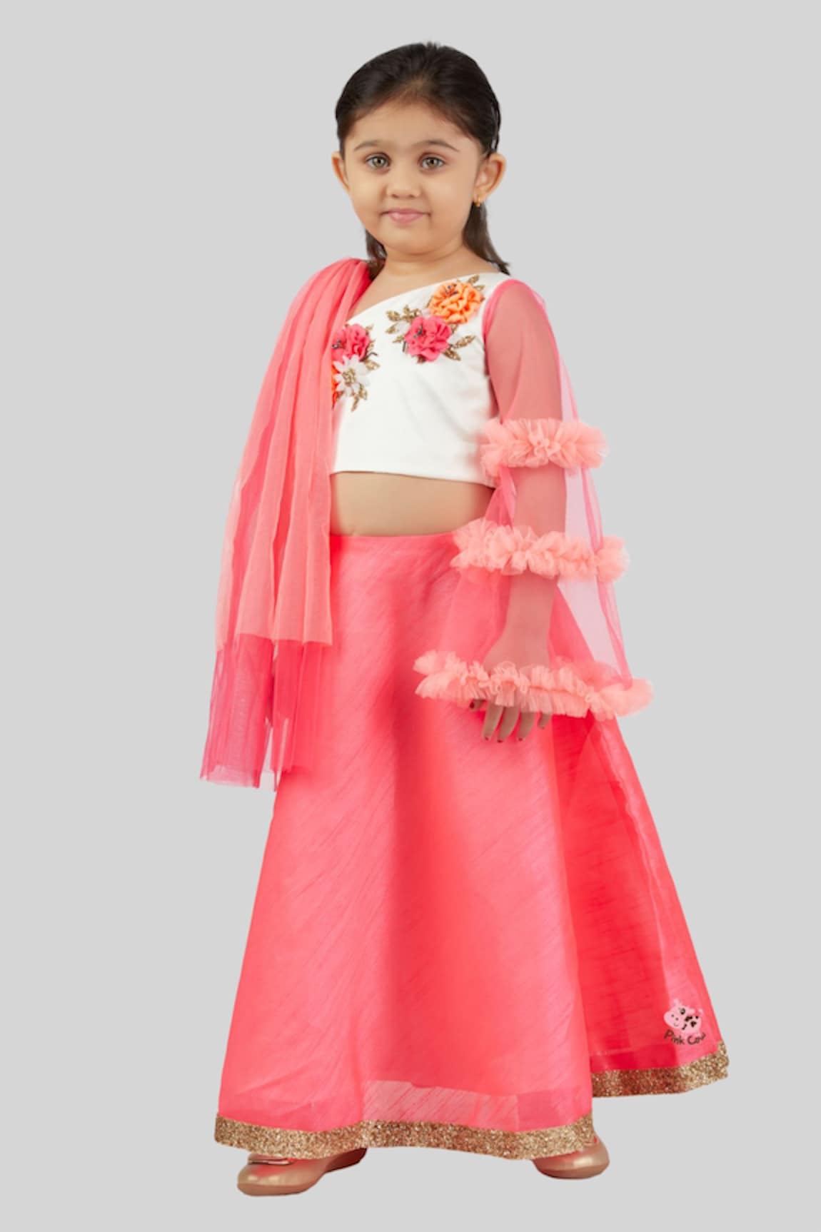 Pinkcow designs pvt ltd One Shoulder Blouse With Lehenga Set