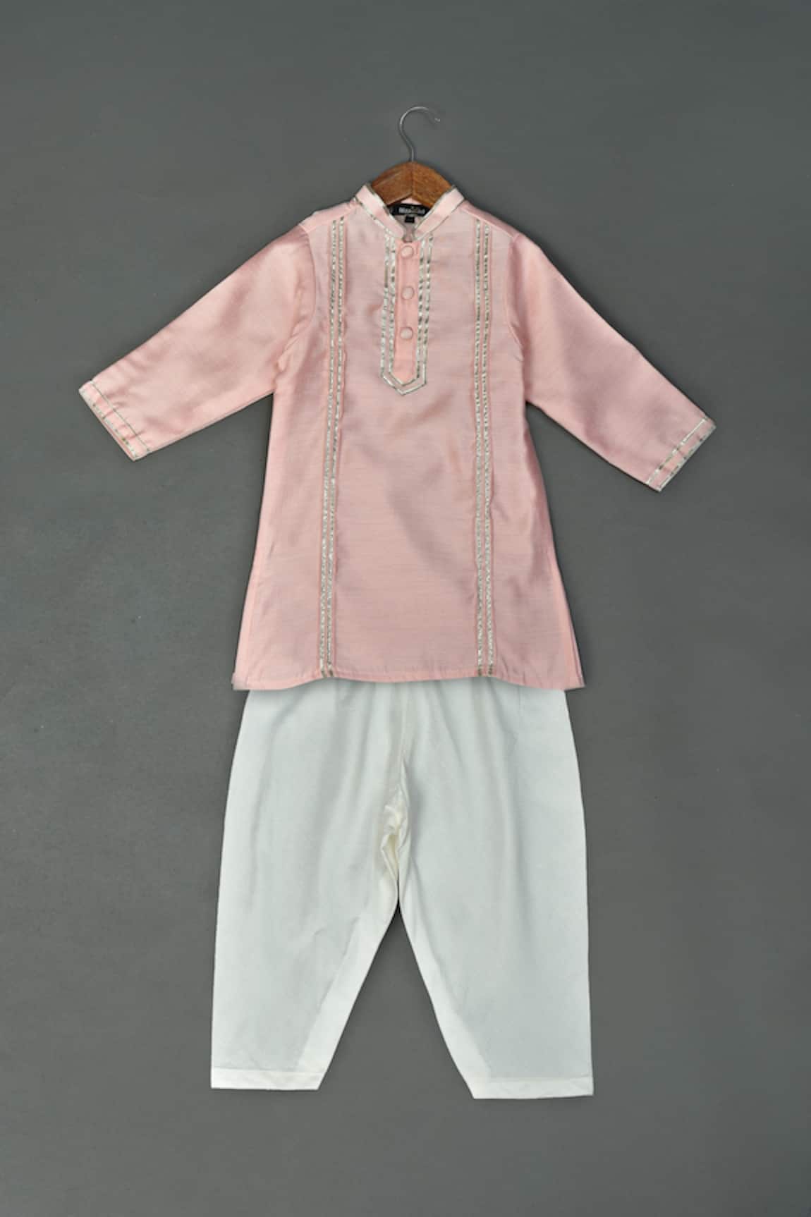 Maaikid Chanderi Gota Embellished Kurta & Pyjama Set