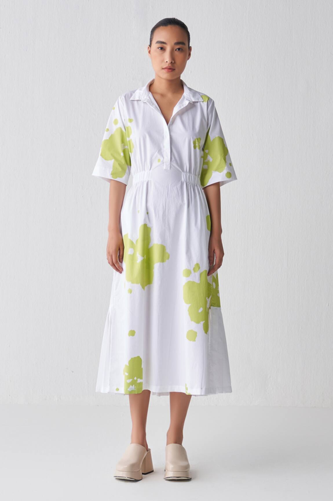 Three Splash Pattern Side Elasticated Dress