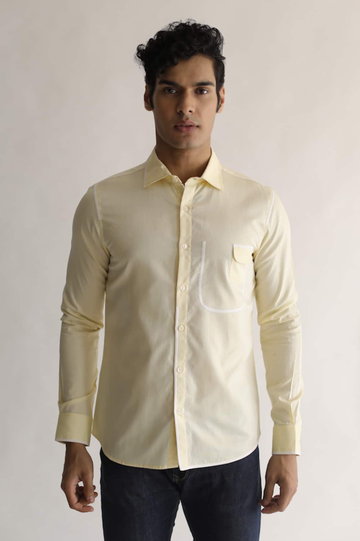 Kaha Full Sleeve Contrast Piping Detail Shirt