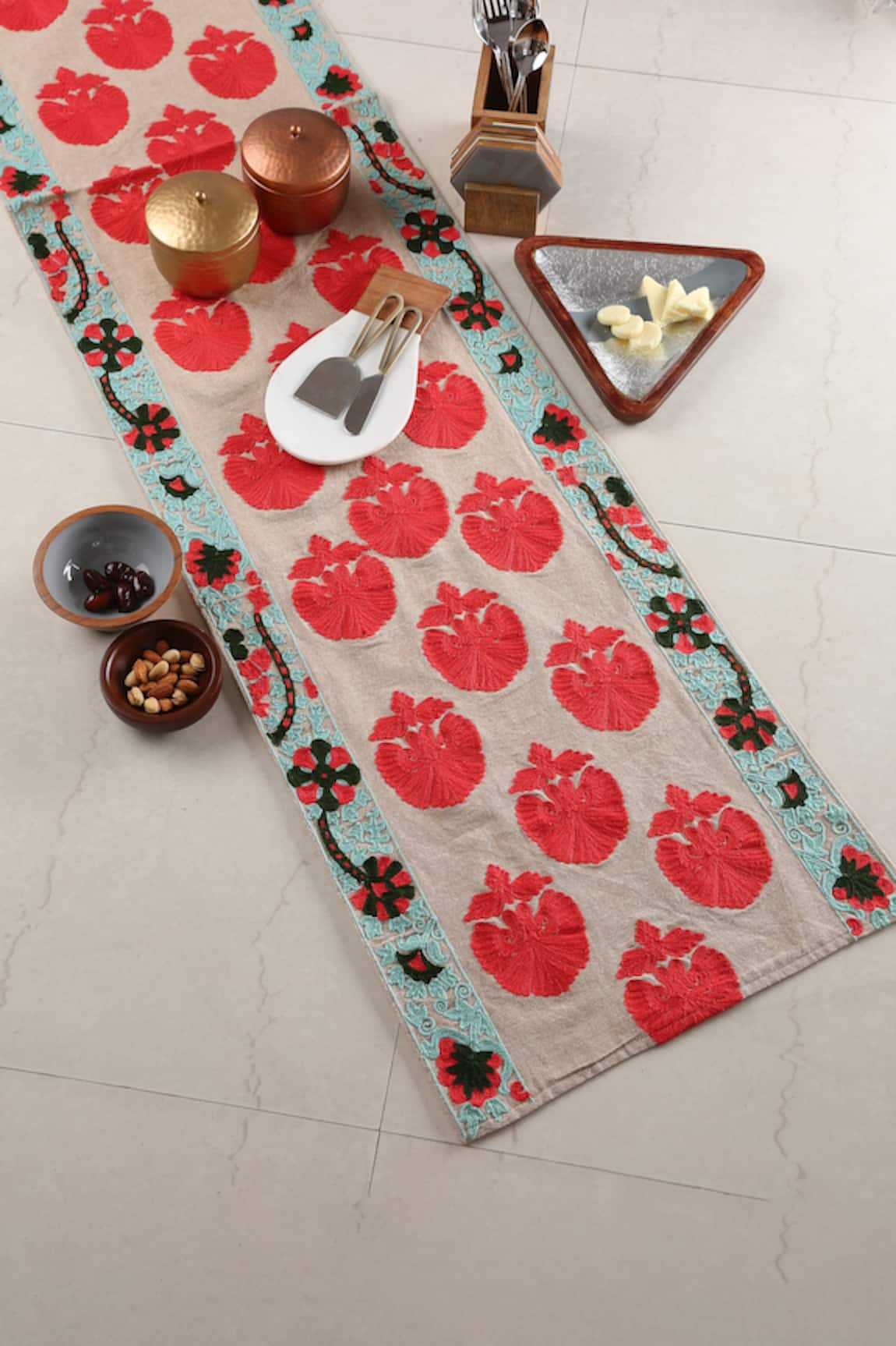 Amoliconcepts Mughal Embroidered Table Runner