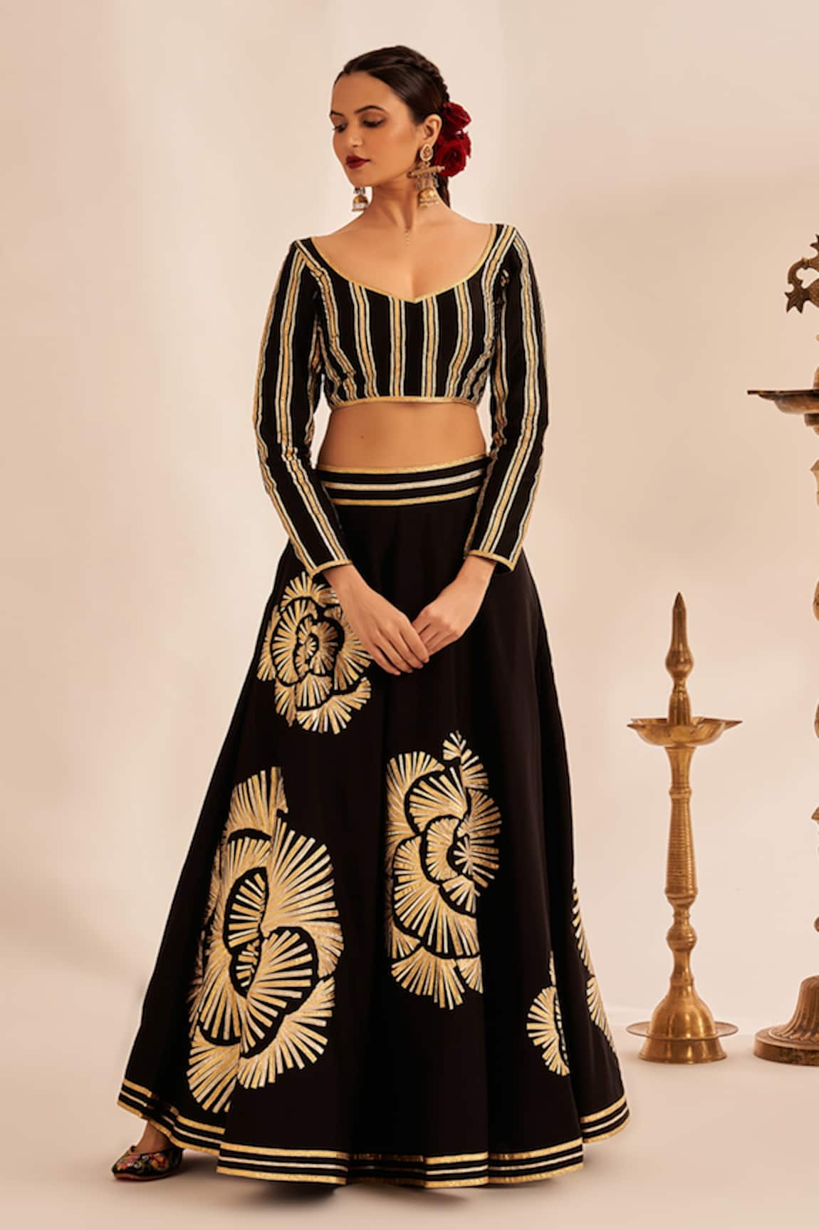 Traditional Long Skirt Embroidered Boarder Multi Color Garba Skirt Muti Kali  Skirt Pleated Skirt