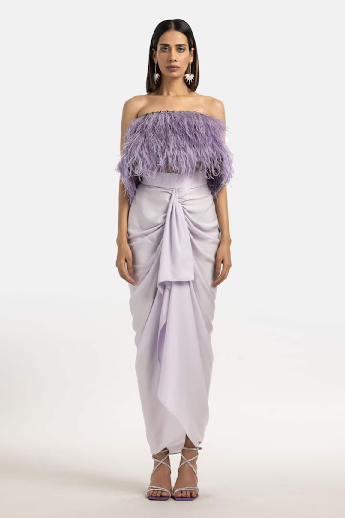 431-88 By Shweta Kapur Layered Feather Embellished Top 