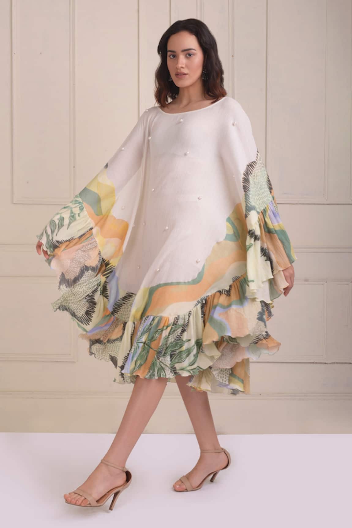 Shwetanga Organic Cotton Pearl Embroidered Dress 