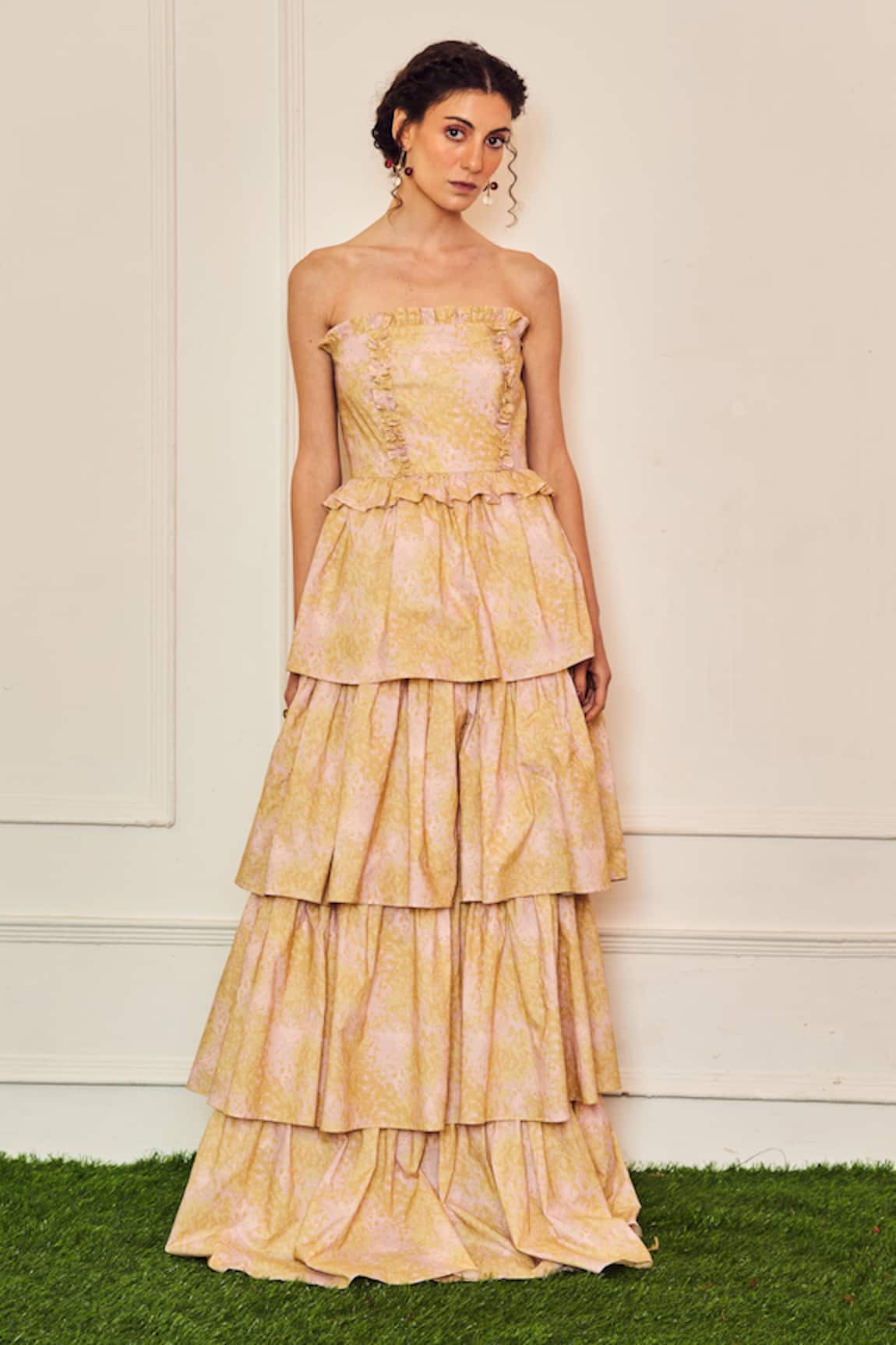 Therealb Fallen Angel Ruffle Frill Long Gown 