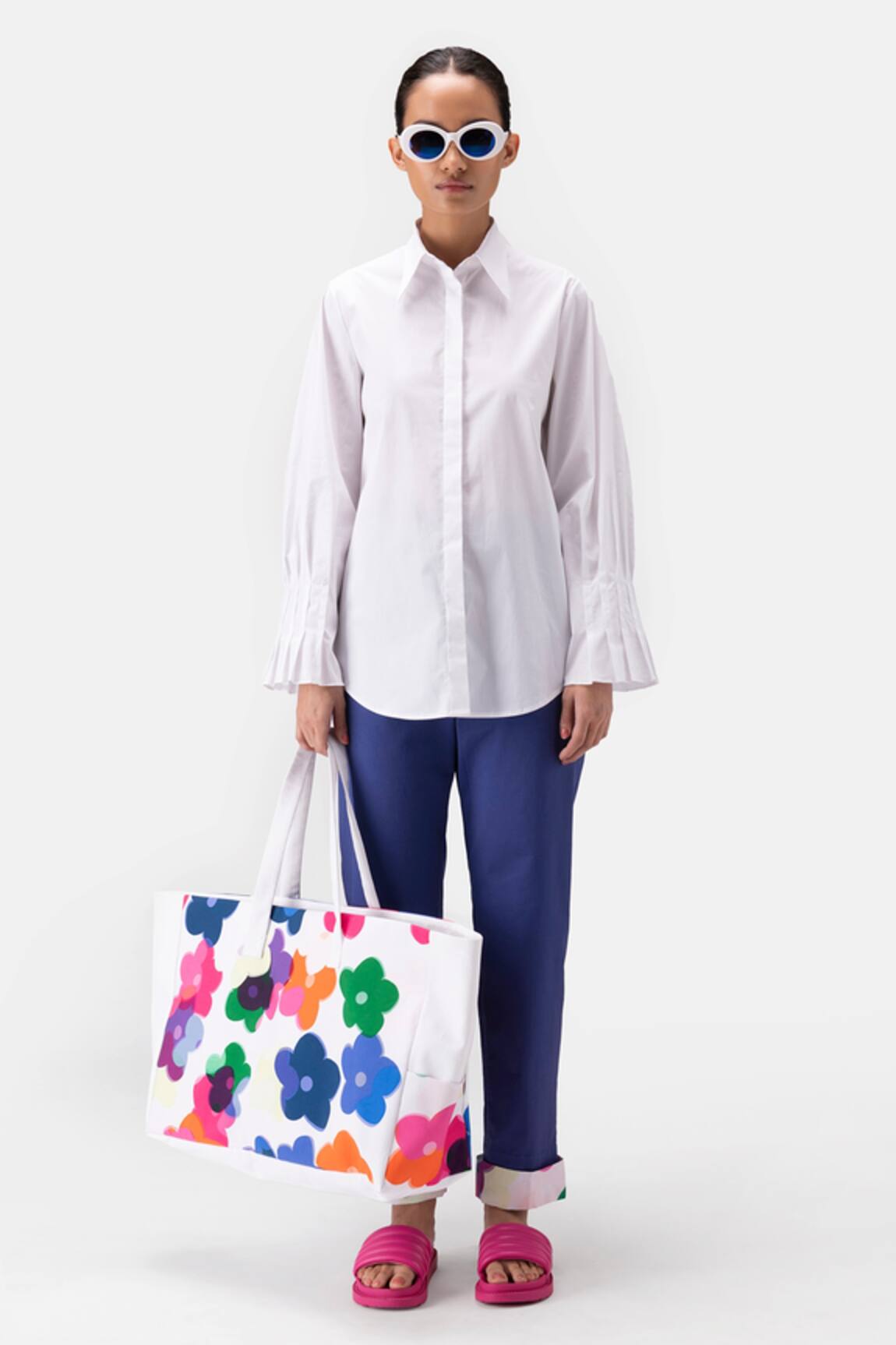 Genes Lecoanet Hemant Pleated Sleeve Cotton Poplin Shirt