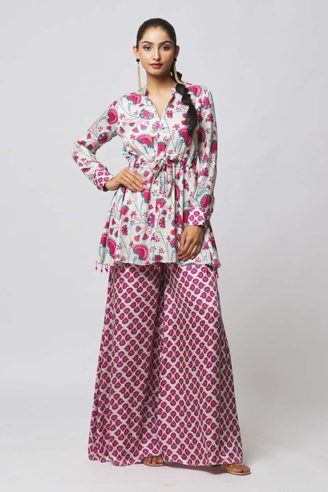 Diyarajvvir Printed Peplum Kurta & Flared Pant Set 