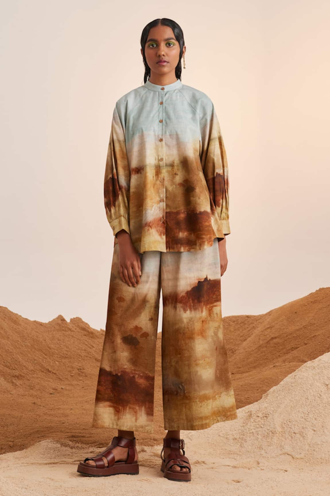 Cord Blotch Print Cotton Shirt