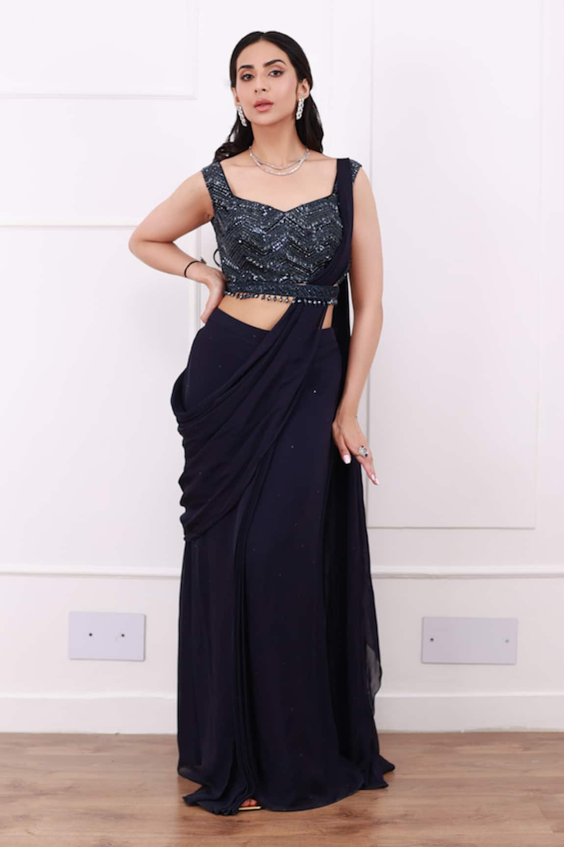 Megha & Jigar Draped Saree With Blouse