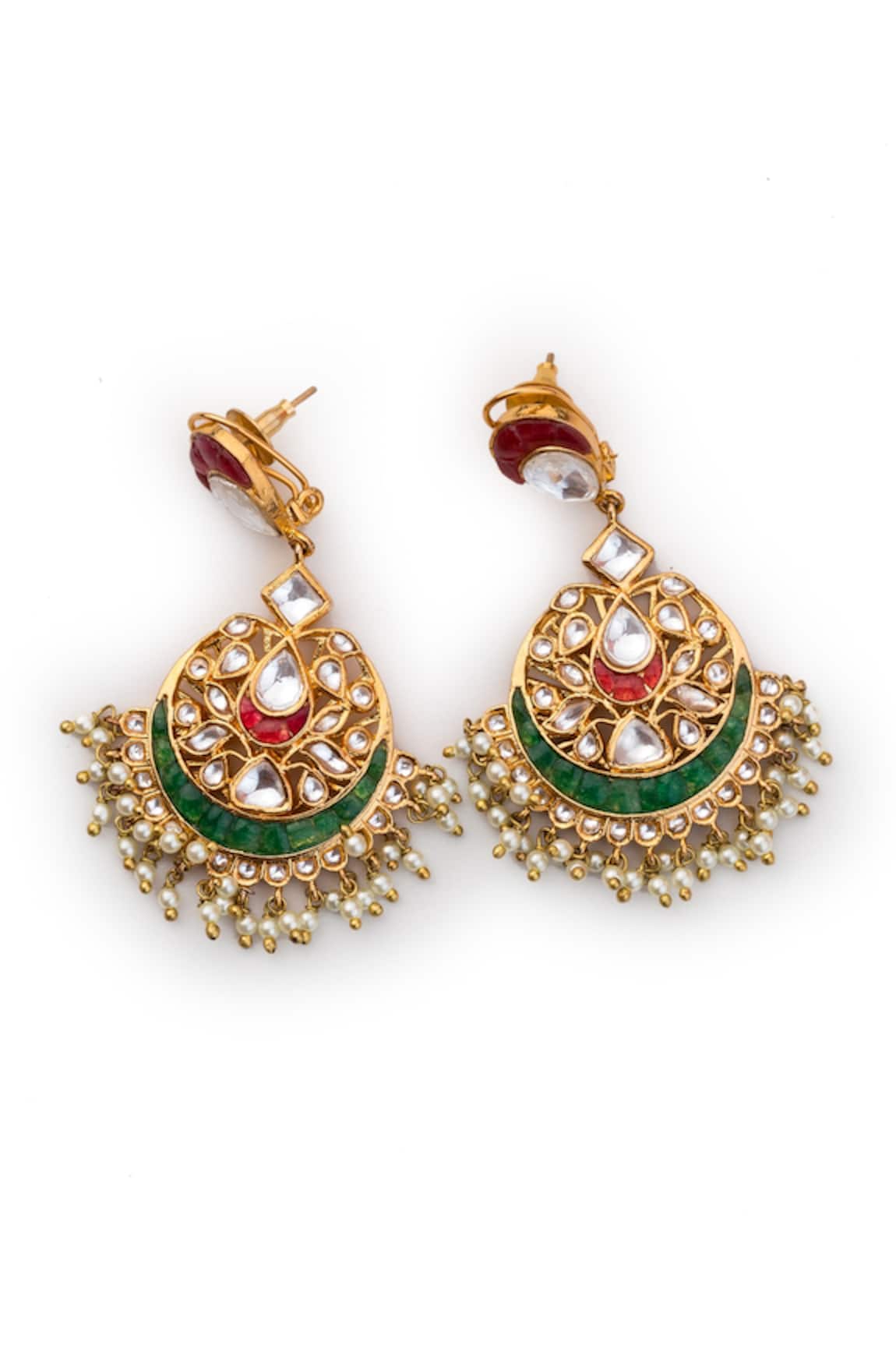 Vasundhara Pearl Drop Kundan Chandbalis
