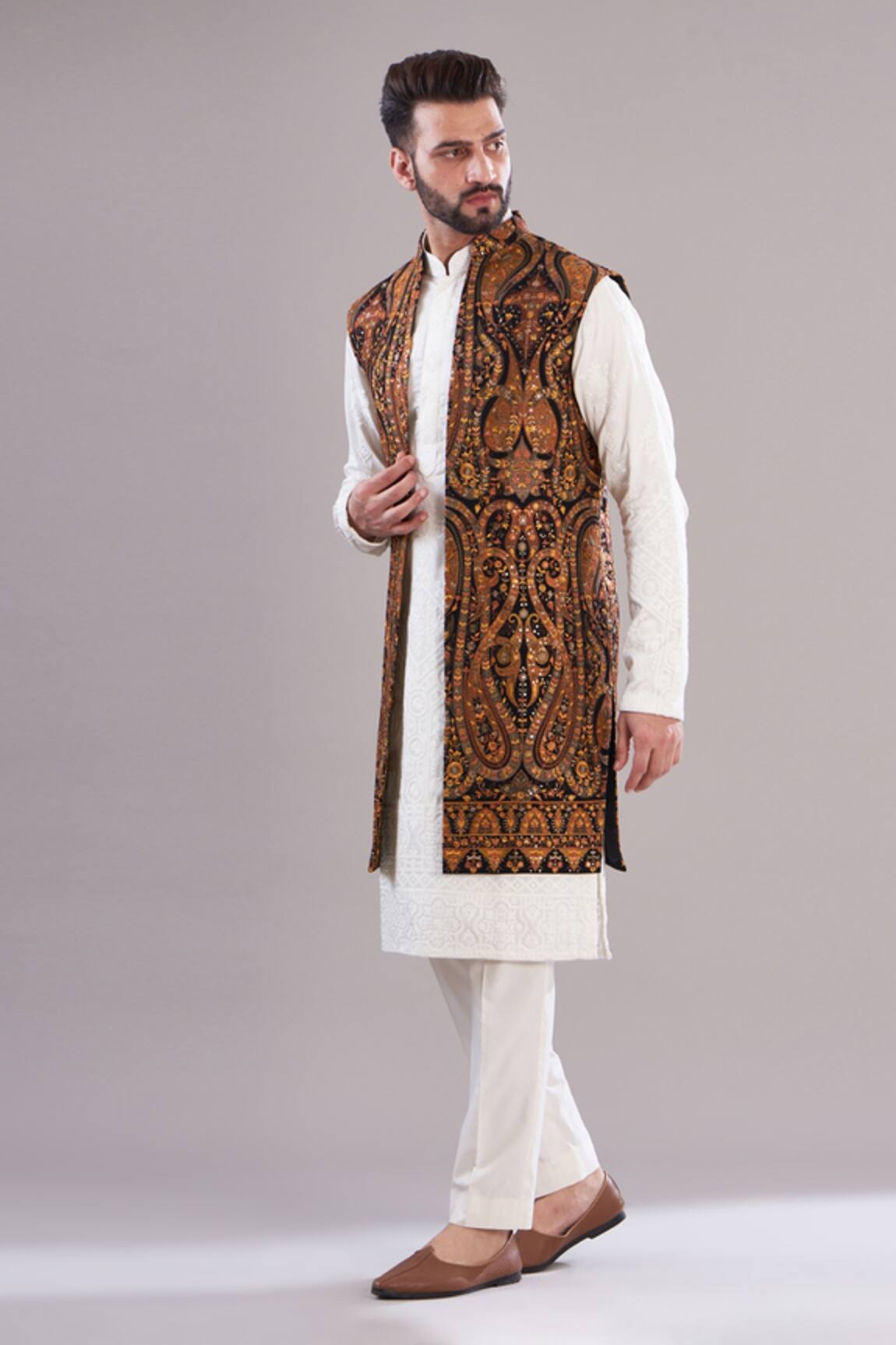 Kasbah Kashmiri Embroidered Long Open Shrug