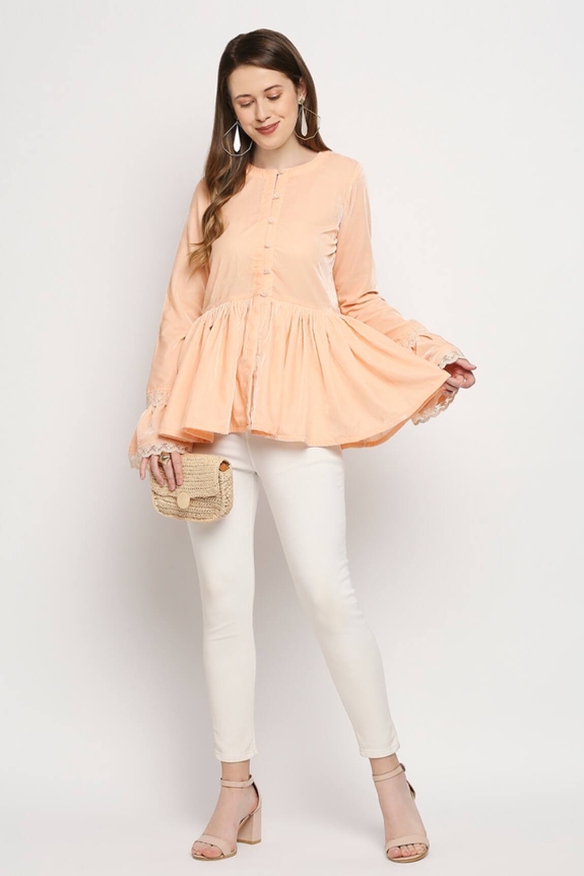 Monk & Mei By Sonia Anand Taj Peplum Velvet Jacket