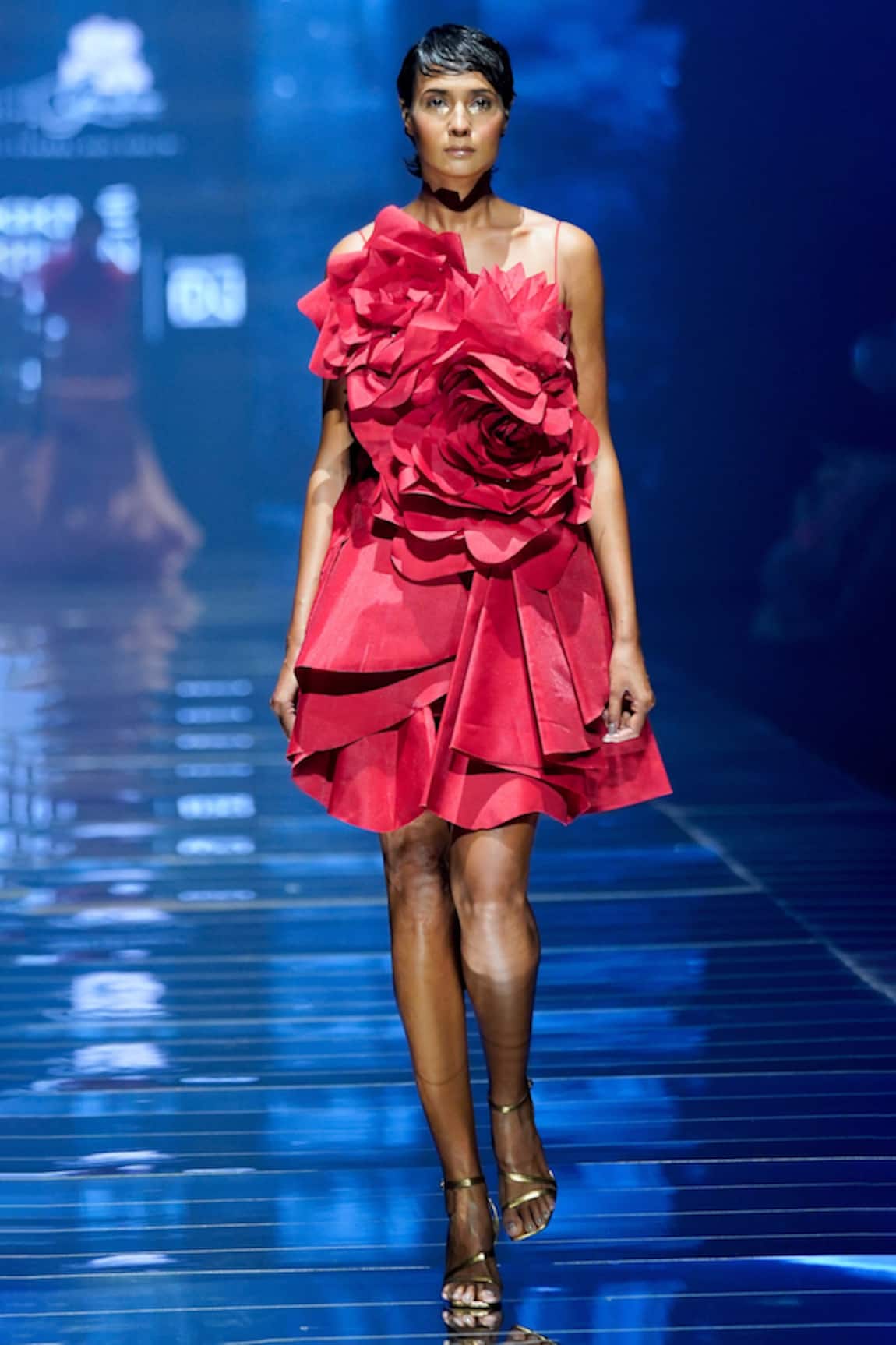 Geisha Designs Rose Layered Embroidered Dress