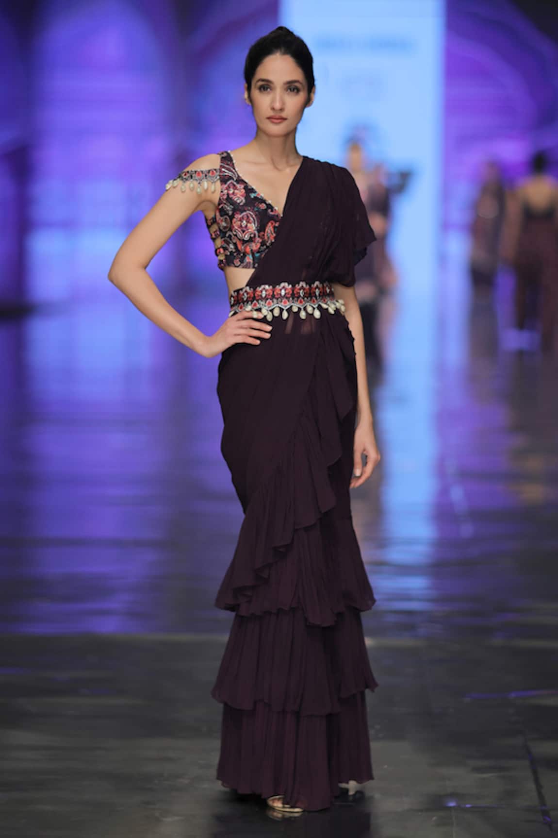 Archana Kochhar Pre-Draped Ruffle Saree Set 