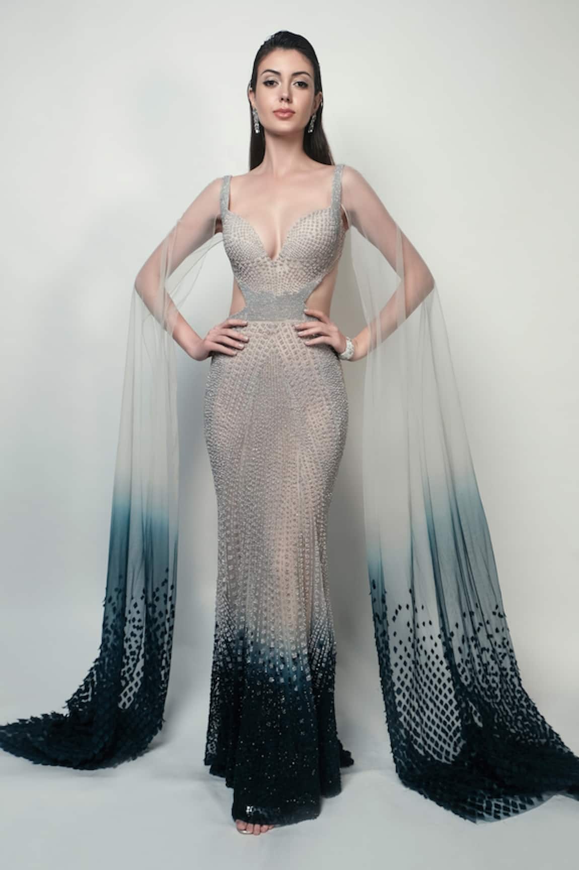 Rohit Gandhi + Rahul Khanna Arcuate Ombre Gown