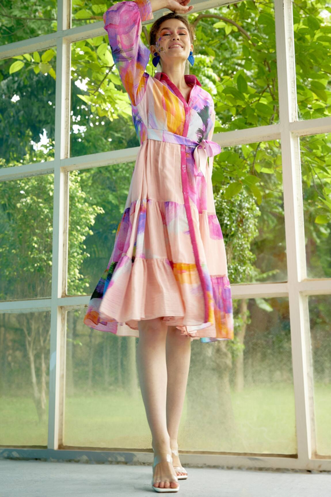 Garima Bindal Bubble Printed Tiered Dress 