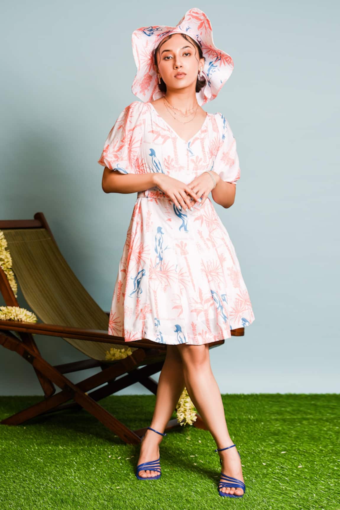 The Dramebaaz CO Safari Print Puff Sleeve Dress