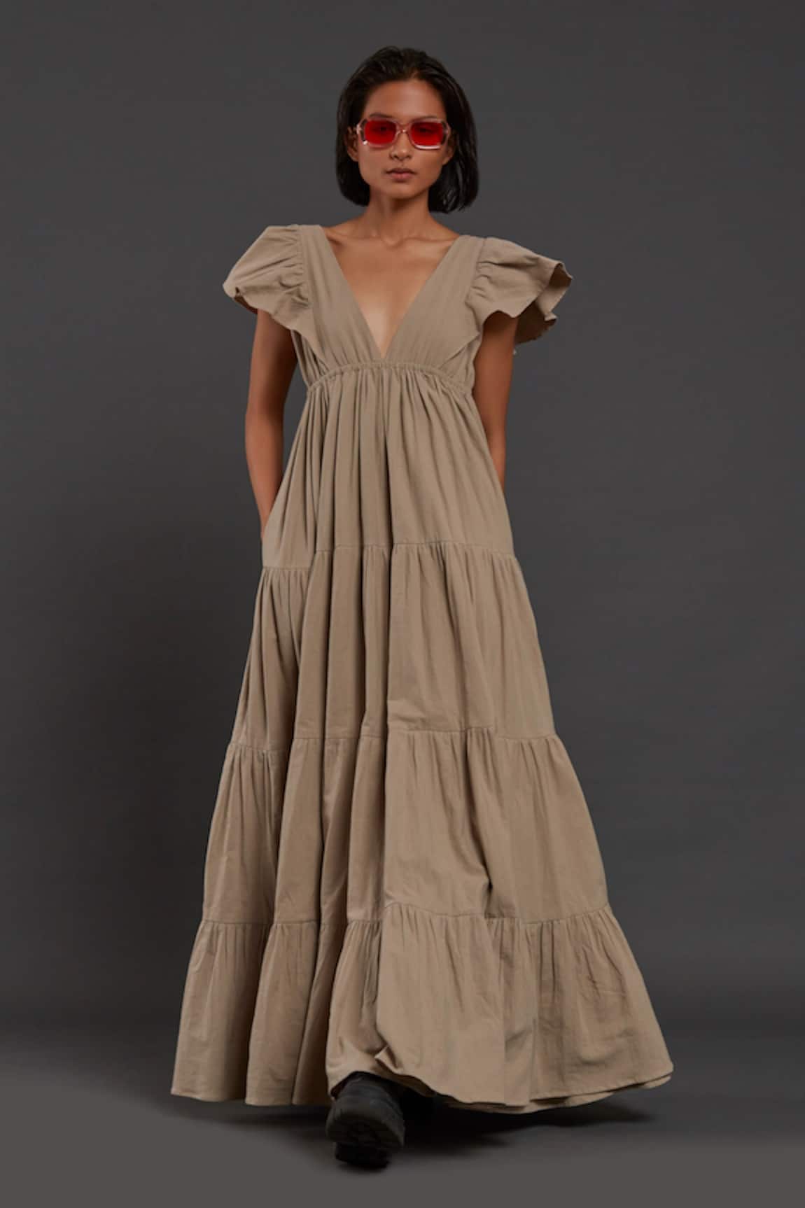 Mati Tiered Solid Gown 