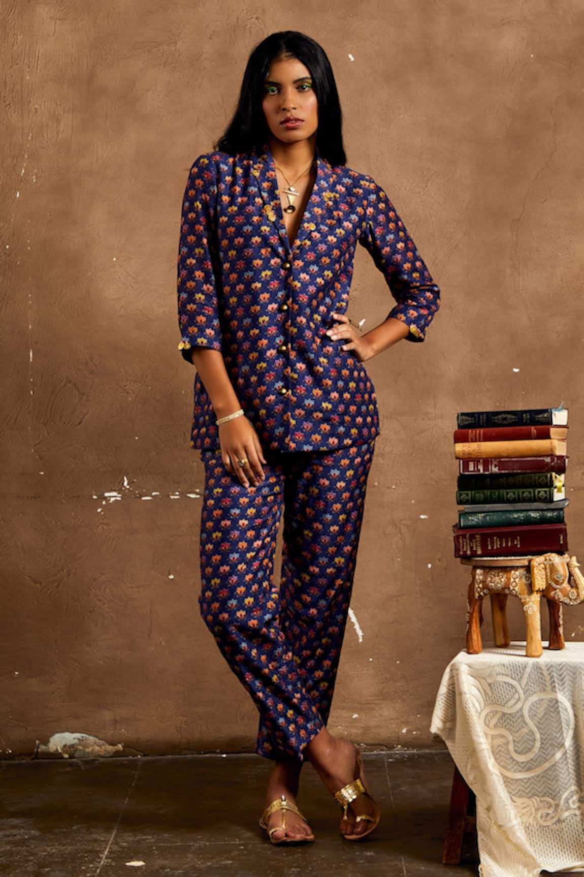 Label Kinjal Modi Printed Blazer And Pant Set