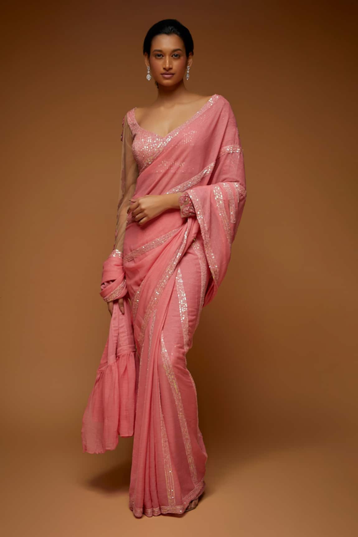 Neeta Lulla Sequin Embellished Saree With Blouse