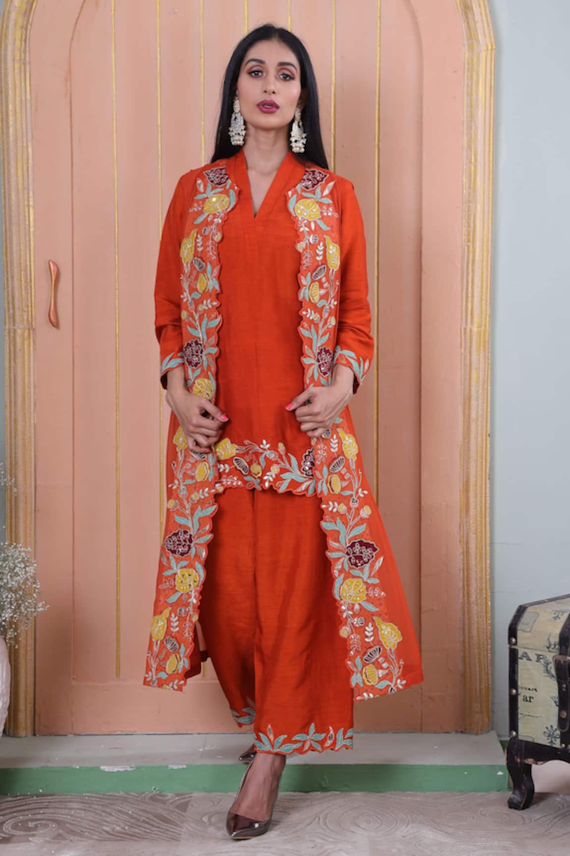 Sunita Nagi Embroidered Jacket Palazzo Set