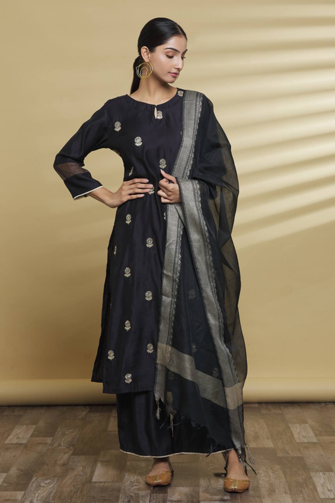 Samyukta Singhania Sequin Embroidered Kurta Palazzo Set