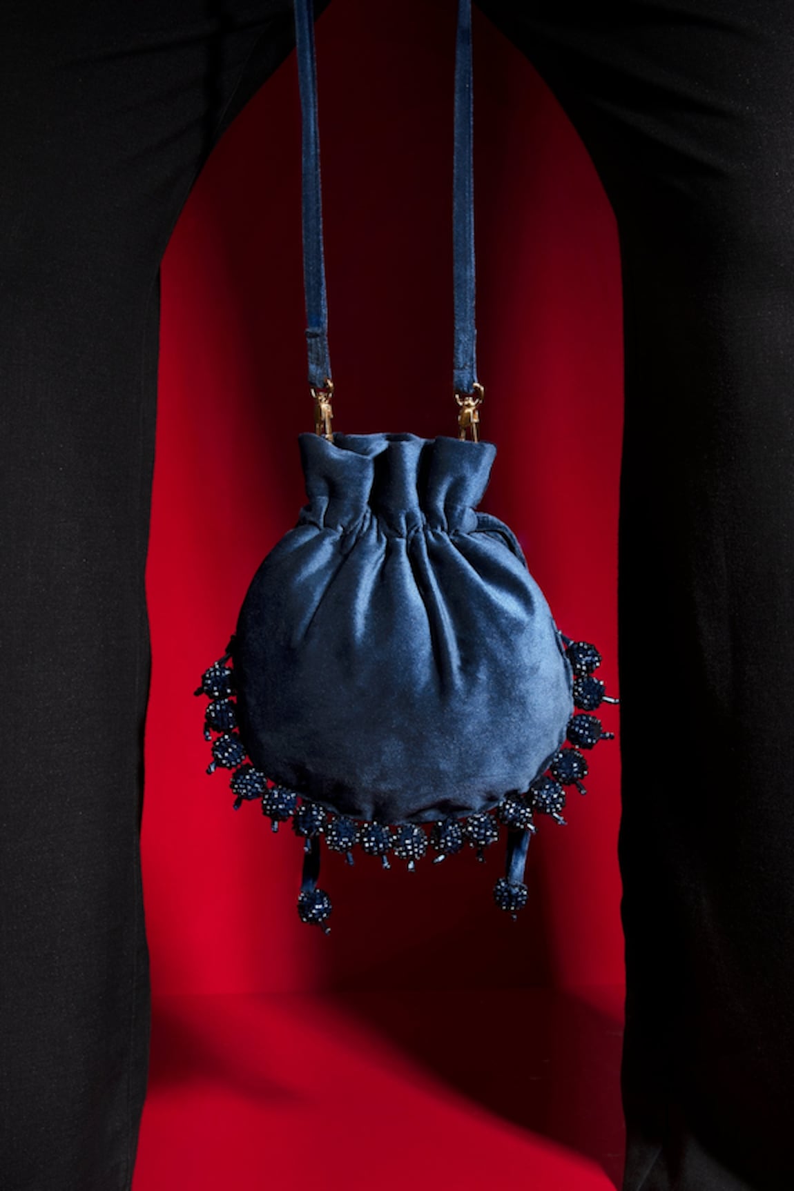 Aomidori Shimai Rising Moon Embellished Potli Bag