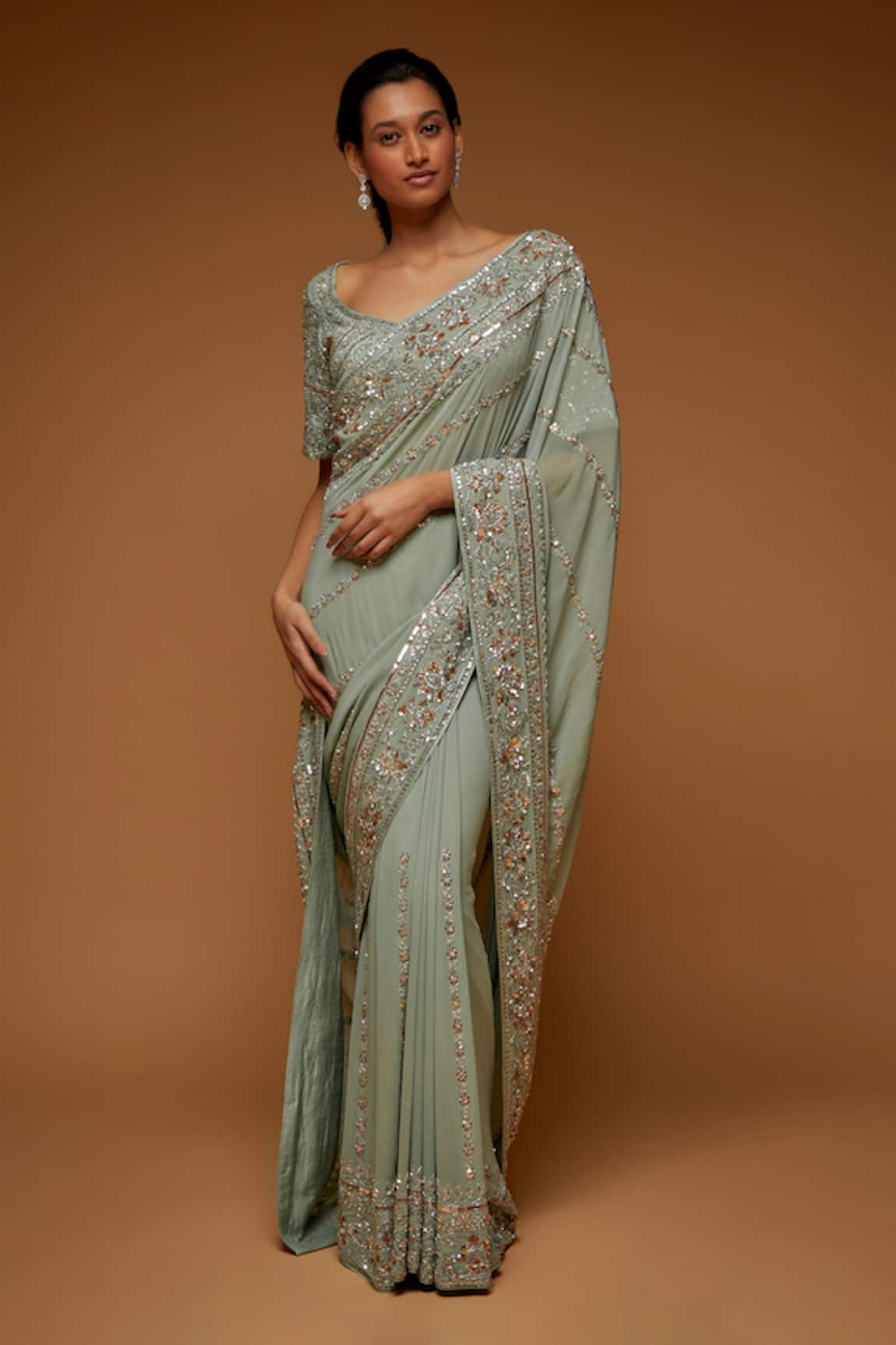 Neeta Lulla Anahita Sequin Embroidered Saree With Blouse