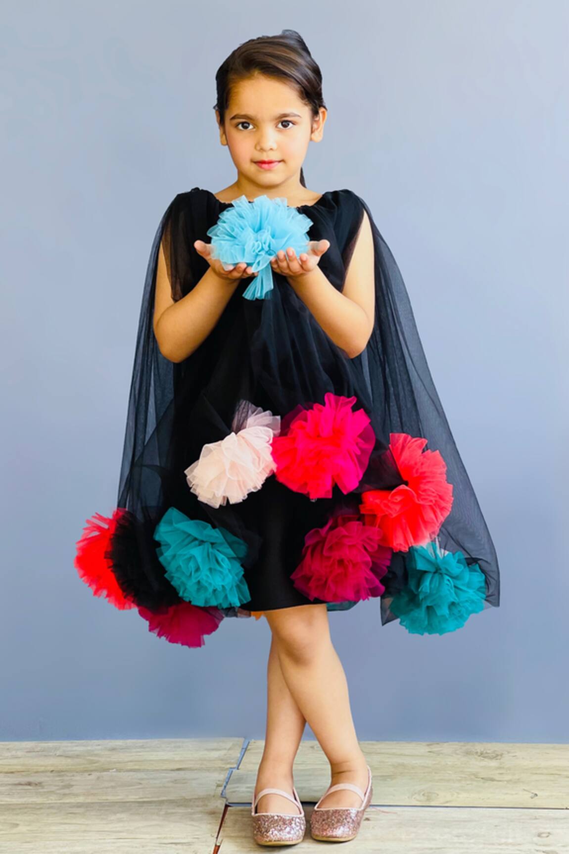 Pinkcow designs pvt ltd Pom Pom Embellished Layered Dress